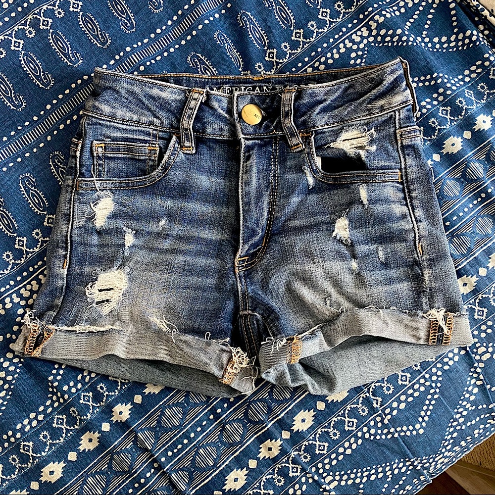 American Eagle - Super Stretch Hi-Rise Shortie Denim Shorts